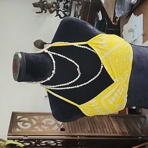 Patagonia Bikini Top Bathing suit Top Size Med Yellow & White